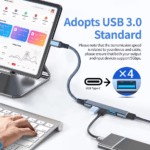 USB C hub verbonden met iPad tablet voor randapparatuur