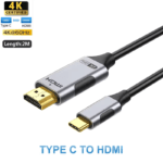 USB Type-C naar HDMI kabel van 2 meter met vergulde connectoren.