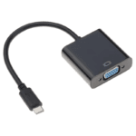 Zwarte USB-C naar VGA kabel adapter bovenaanzicht