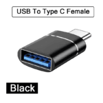 Zwarte USB-A naar USB-C converter compact design