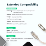 Lijst met ondersteunde smartphones en laptops voor de USB-C DAC adapter waaronder Galaxy S20 en iPad Pro