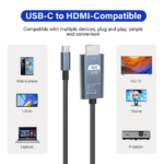 Overzicht van compatibele apparaten zoals telefoons, tablets en laptops voor de USB-C naar HDMI kabel
