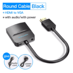 Vention adapter met zowel audio jack als micro-USB stroompoort en bijbehorende kabels