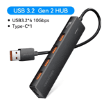 USB-A naar 4x USB 3.2 Gen 2 splitter zwart