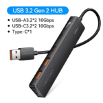 USB-A hub met 2x USB-C en 2x USB-A uitgangen