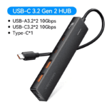 USB-C 3.2 Gen 2 hub met extra USB-C datapoorten