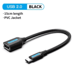Zwarte kunststof USB-C verloopkabel standaard snelheid