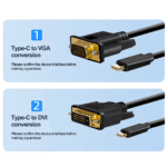 Vergelijking tussen Type-C naar VGA (15-pins) en Type-C naar DVI (24+1 pins) connectoren
