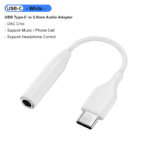 Witte USB-C naar 3.5mm koptelefoon adapter met DAC chip specificaties