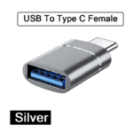 Zilveren metalen USB naar USB-C verloopstekker