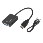 HDMI naar VGA converter dongle met bijbehorende 3.5mm audiokabel