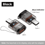 Transparant zwarte USB adapter behuizing met blauw licht