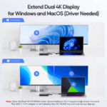 Vergelijking van beeldscherm-modi op Windows en MacOS, waarbij de ondersteuning voor 'Extend Mode' op MacBook M1/M2/M3 chips wordt getoond.
