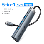 Vention 5-in-1 model met HDMI 4K60Hz, 3x USB 3.0 en PD 100W (zonder RJ45 poort).